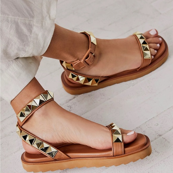 Free People X Vincenza Leon Studded Sandals Brown EU 36, US 6-7 - Picture 1 of 5